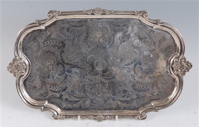 Lot 1112 - A 19th century French silver tray, of shaped...