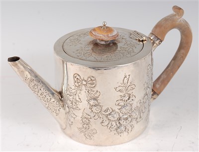 Lot 1115 - A George III silver bachelors teapot, of...
