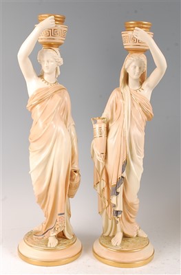 Lot 1034 - A pair of large late Victorian Royal Worcester...