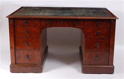 Lot 1438 - A Victorian figured walnut twin pedestal...