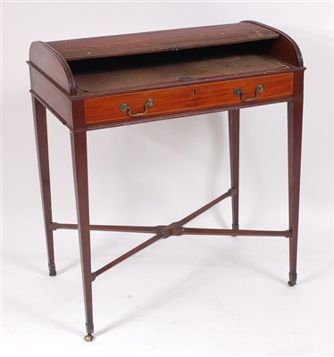 Lot 1480 - A Sheraton period mahogany and inlaid tambour...