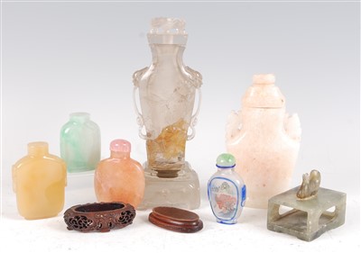 Lot 1310 - A Chinese carved rock crystal vase and cover...
