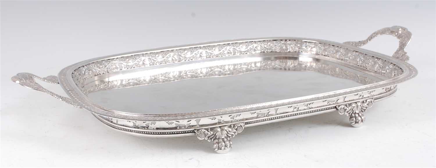 Lot 1142 - A 19th century continental silver drinks tray,...