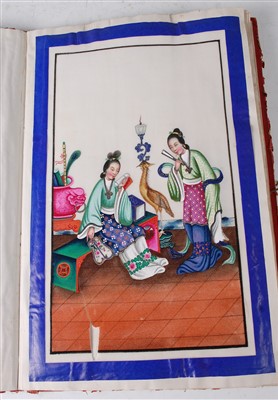 Lot 1324 - A Chinese folio containing twelve watercolours...