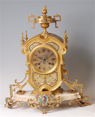 Lot 1385 - A French gilt bronze and champleve enamel...