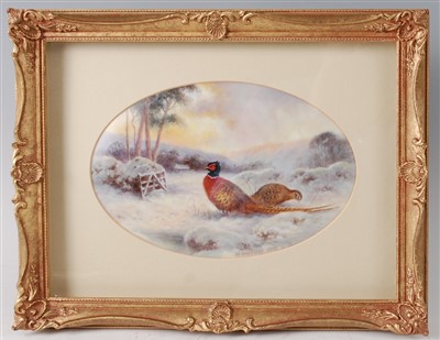 Lot 1036 - Milwyn Holloway - a pair of painted porcelain...