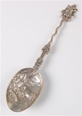 Lot 1151 - A late 19th century Dutch silver spoon, having...