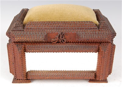 Lot 1262 - A late 19th century 'tramp art' box, of...
