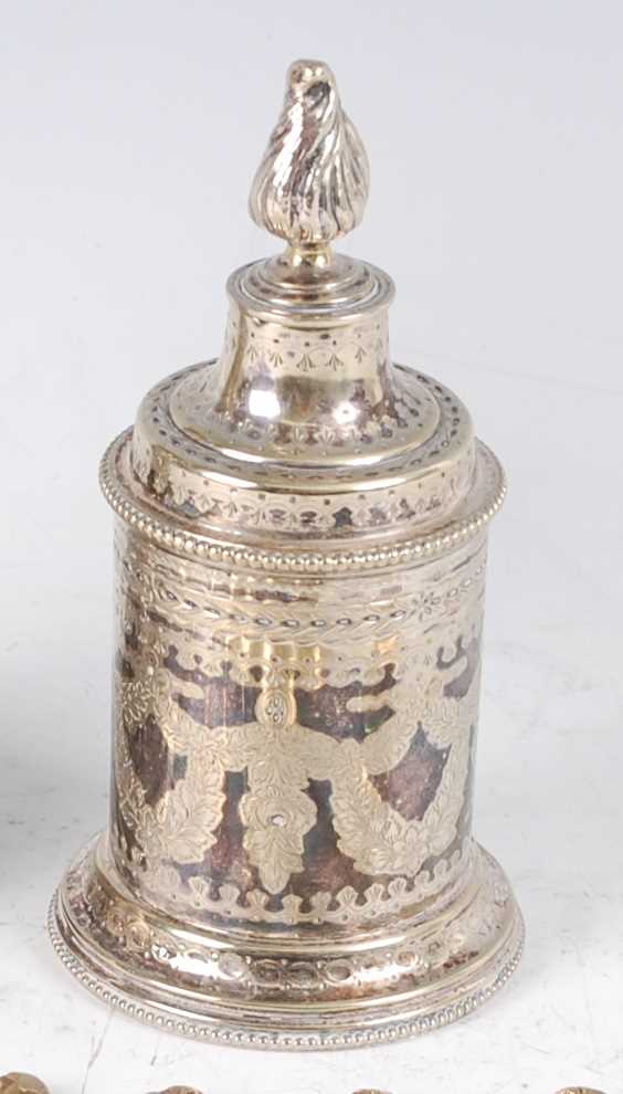 Lot 1159 - A circa 1900 continental white metal jar and...