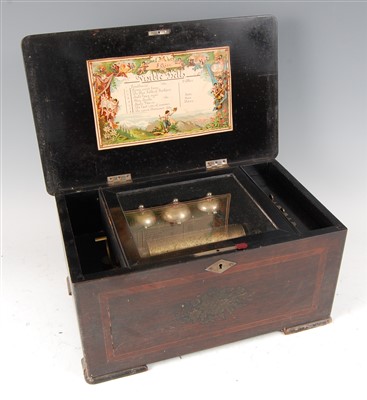 Lot 1300 - A circa 1900 Swiss rosewood cased music box,...