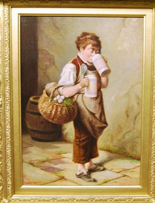 Lot 1349 - Late 19th century school - Stealing a drop,...