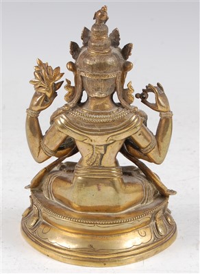 Lot 1327 - A gilt bronze figure of the Tibetan goddess...