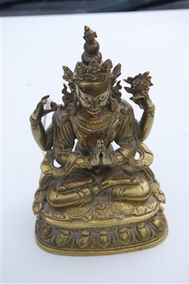 Lot 1327 - A gilt bronze figure of the Tibetan goddess...