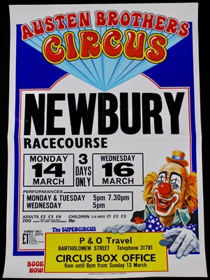 Lot 3 - Austen Brothers circus posters,1980’s, 64cm x...