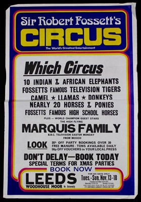 Lot 8 - Sir Robert Fossett’s circus posters, 1970’s,...