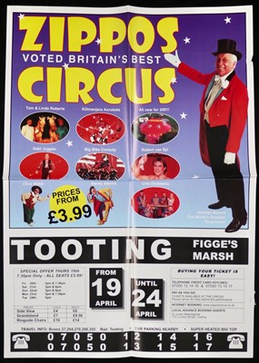 Lot 177 - Zippos circus posters, 3 large plus one other (4)