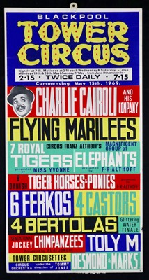 Lot 193 - Blackpool Tower Circus window card, 1969 (1)