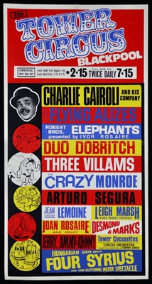 Lot 194 - Blackpool Tower Circus window card, 1971 (1)