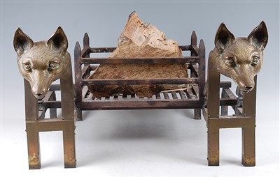 Lot 1275 - A pair of 19th century brass and wrought iron...