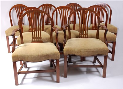 Lot 1454 - A set of nine George III mahogany dining...