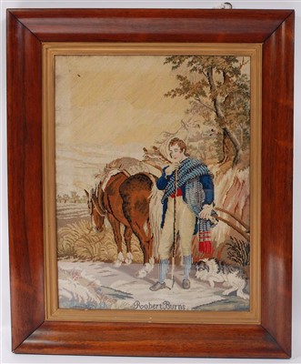 Lot 1277 - A Victorian needlework panel of Robert Burns,...