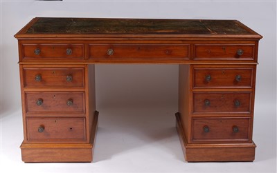 Lot 1451 - A Victorian mahogany twin pedestal kneehole...