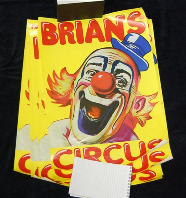 Lot 393 - A set of nine late 20th century promotional posters for Brian Boswell's Circus, inscribed 'Brian's Circus', 59 x 42cm