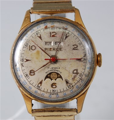 Lot 2610 - A stainless steel Pierce Gents manual wind...