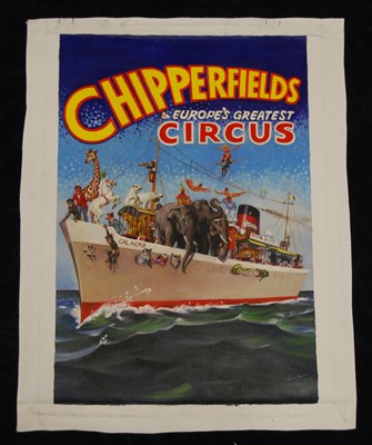 Lot 385 - Thong Sen, (20th century), Chipperfields, Europe's Greatest Circus, signed lower right, oil on canvas, 60 x 40cm, unframed
