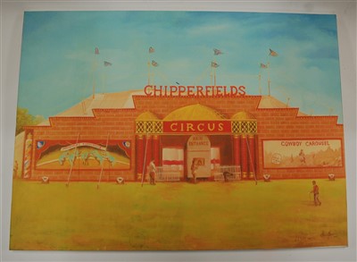 Lot 396 - Thong Sen, (20th century), Chipperfield's Circus, lithograph on canvas, 42 x 57cm, together with six other similar lithographs