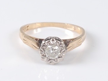 Lot 2637 - An 18ct yellow and white gold single stone...