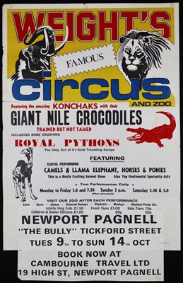 Lot 217 - Weights Circus posters, 1970/80’s (5)