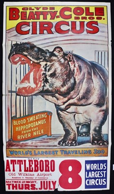 Lot 248 - Large Clyde Beatty Cole Bros Circus poster,...