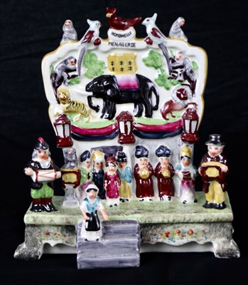 Lot 329 - Wombwells Menagerie pottery figure group (1)