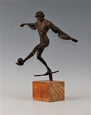 Lot 397 - Kees Verkade, (1941), a bronze fgure of a tightrope walker, signed K Verkade and dated 1981, 37cm high