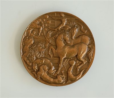 Lot 398 - A late 20th century French bronze medallion, inscribed 'Le Cirove', 8cm diameter