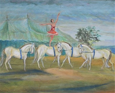 Lot 427 - J Girgo*** - Palamino at Fossett's Circus, oil...