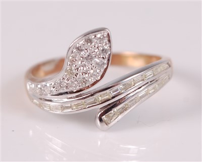 Lot 2661 - A yellow and white metal diamond set snake...
