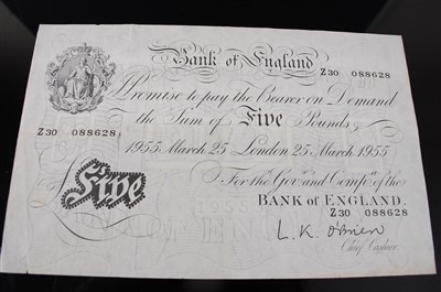 Lot 2257 - Great Britain, Bank of England five pound note