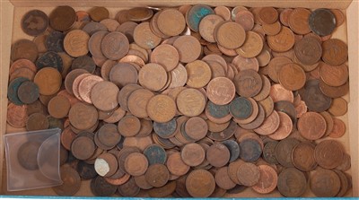 Lot 2076 - Great Britain and World, a mixed lot of George III and later copper pennies and miscellaneous foreign coins.