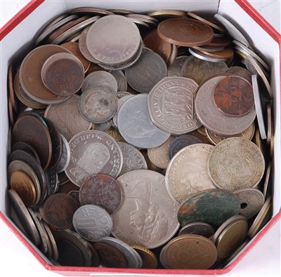 Lot 2076 - Great Britain and World, a mixed lot of George III and later copper pennies and miscellaneous foreign coins.