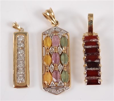 Lot 2681 - A contemporary 9ct gold diamond pendant,...