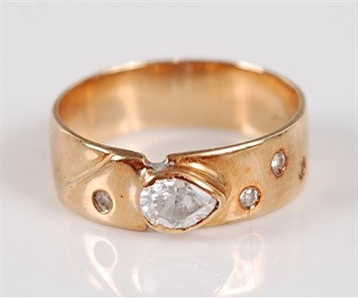 Lot 2687 - A 14ct gold diamond dress ring, arranged as a...