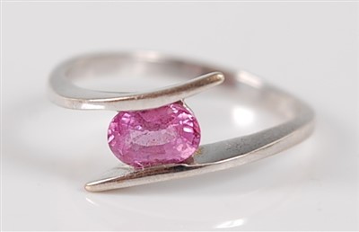 Lot 2690 - A contemporary 18ct white gold and pink...