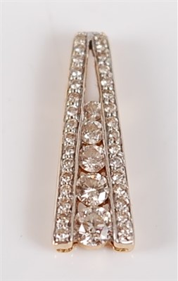 Lot 2715 - A contemporary 18ct gold and diamond pendant,...