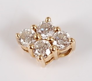 Lot 2716 - A yellow metal and diamond set pendant, of...