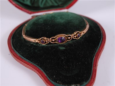 Lot 2720 - A circa 1900 9ct gold and amethyst set...