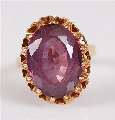 Lot 2721 - A modern yellow metal and amethyst set dress...