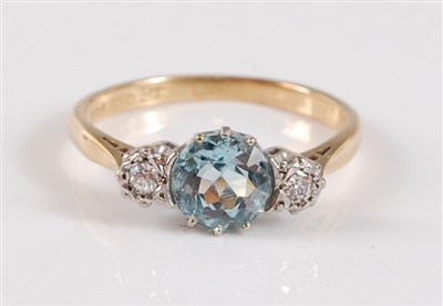 Lot 2775 - A yellow metal, aquamarine and diamond...