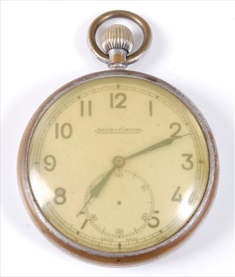 Lot 327 - A Jaeger-LeCoultre military issue nickel cased open faced pocket watch